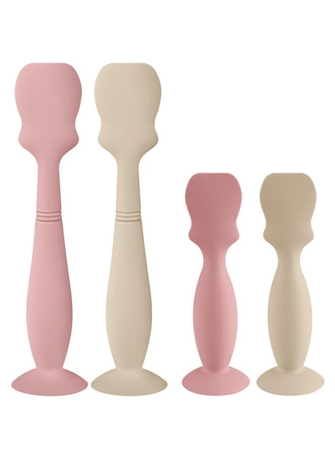4 Pack Baby Diaper Cream Brush, Diaper Cream Spatula Applicator Silicone Baby Butt Paste Spatula for Babies, Newborn, 2 x Large Size, 2 x Small Size (2 x Sand, 2 x Blush)