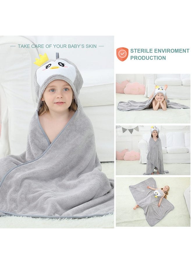 MICHLEY Cartoon Hooded Baby Towel Unisex, Premium Soft Swimming Bathrobe Large Washcloths 31.5