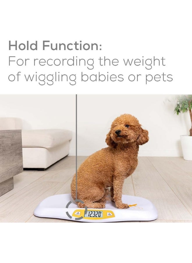 BY80 Digital Baby Weighing Scale With Large Lcd Screen, Curved Platform, Tare And Hold Functions, 20Kg Load Capacity