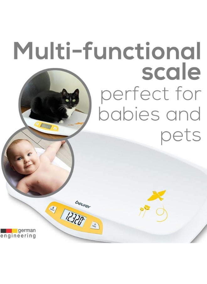 BY80 Digital Baby Weighing Scale With Large Lcd Screen, Curved Platform, Tare And Hold Functions, 20Kg Load Capacity