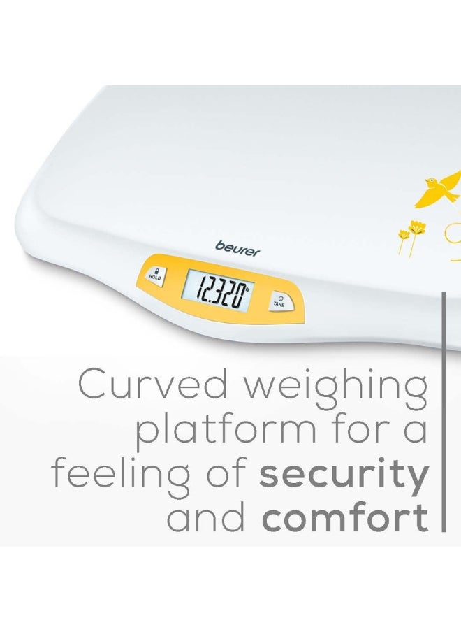 BY80 Digital Baby Weighing Scale With Large Lcd Screen, Curved Platform, Tare And Hold Functions, 20Kg Load Capacity