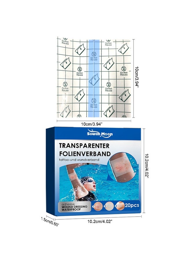 Transparenter Folienverband Transparent Waterproof Patch, Stretch Adhesive Bandages, Tattoo Protective Transparent Film 20 Pcs