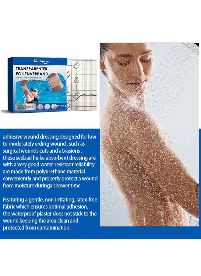 Transparenter Folienverband Transparent Waterproof Patch, Stretch Adhesive Bandages, Tattoo Protective Transparent Film 20 Pcs