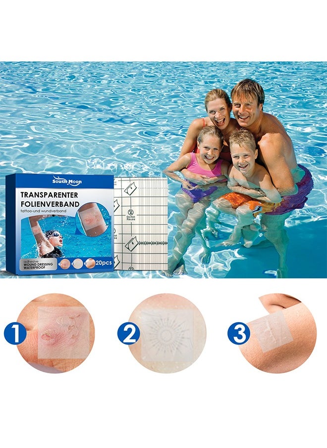 Transparenter Folienverband Transparent Waterproof Patch, Stretch Adhesive Bandages, Tattoo Protective Transparent Film 20 Pcs