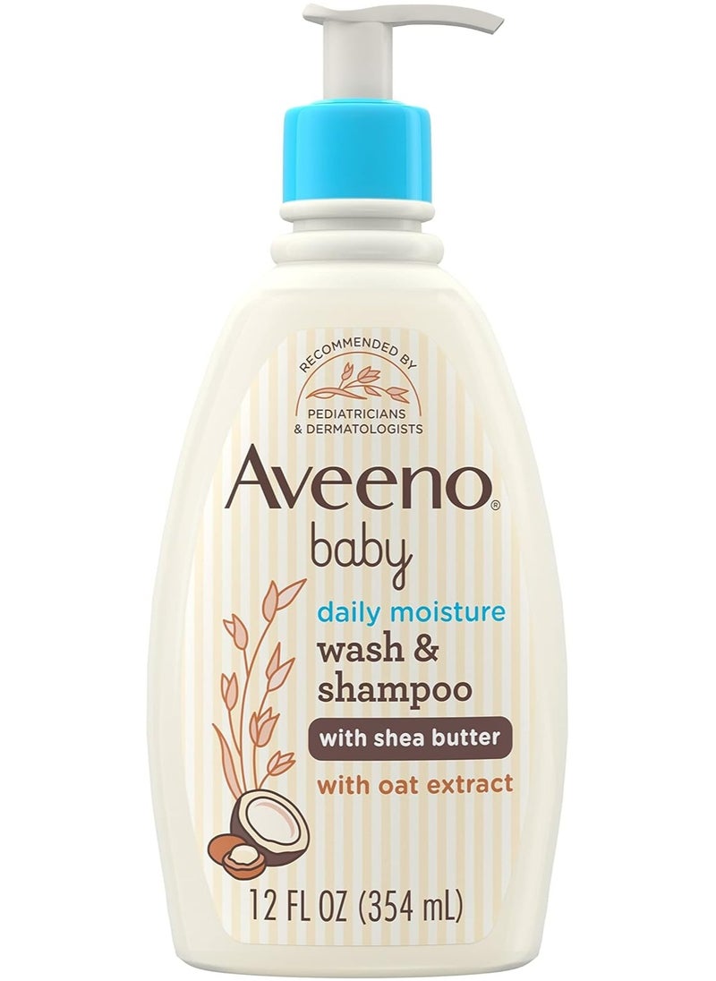 Aveeno Baby Daily Moisture Wash & Shampoo with Shea Butter & Oat Extract, Gentle Coconut Scent, 12 fl. oz (354ml)