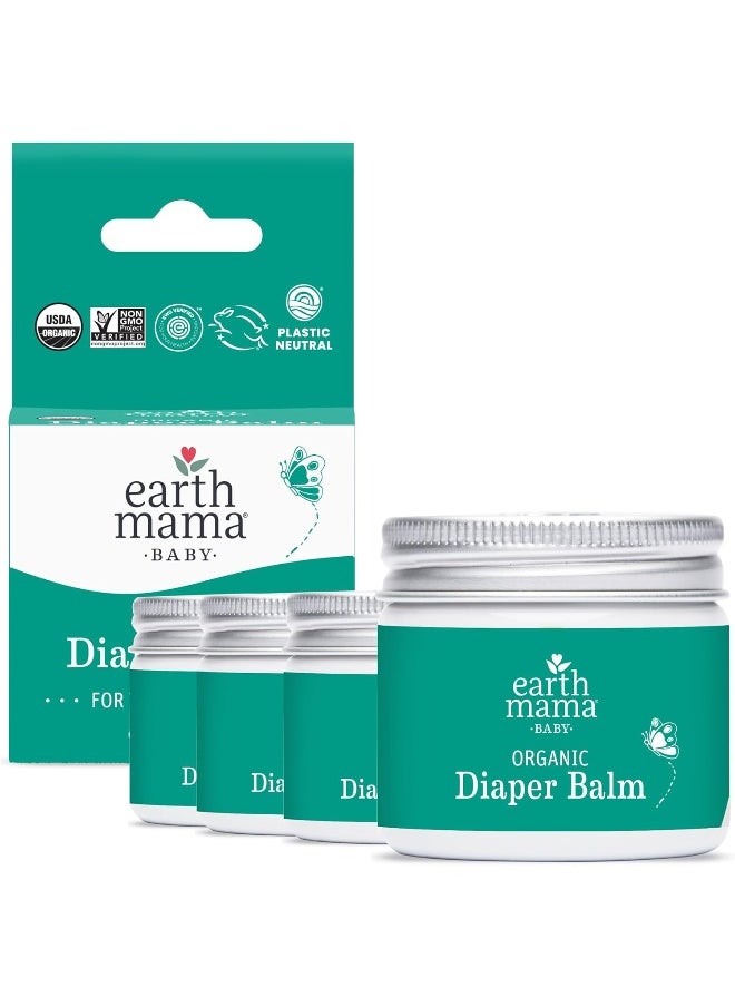 Earth Mama Organic Diaper Balm | Diaper Cream for Baby | EWG Verified, Petroleum & Artificial Fragrance-Free with Calendula for Sensitive Skin, 2-Fluid Ounce (4-Pack)