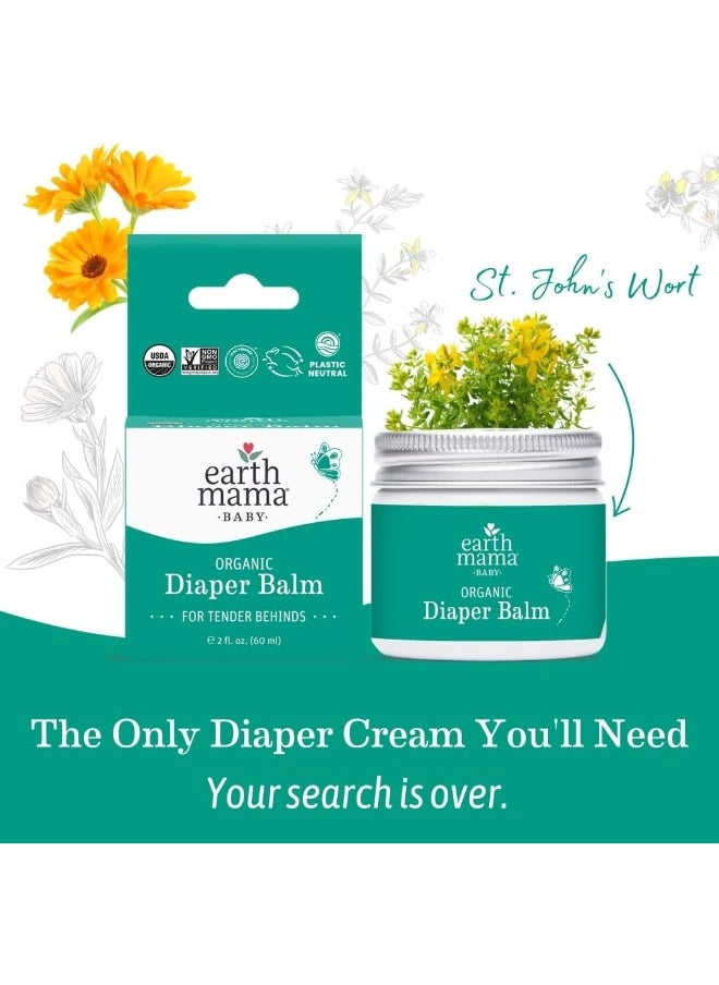 Earth Mama Organic Diaper Balm | Diaper Cream for Baby | EWG Verified, Petroleum & Artificial Fragrance-Free with Calendula for Sensitive Skin, 2-Fluid Ounce (4-Pack)