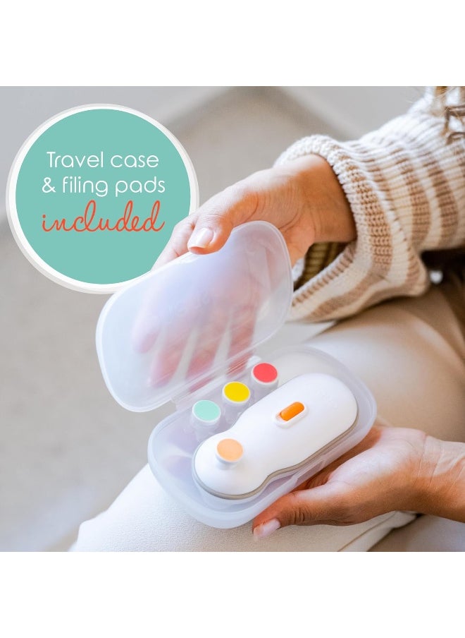 Cherish Baby Care Baby Nail Trimmer Electric - Automatic Safety Stop, BPA-Free & Safety-Tested Electric Nail File Baby, Includes 4 File Pads, 0-12+ Months