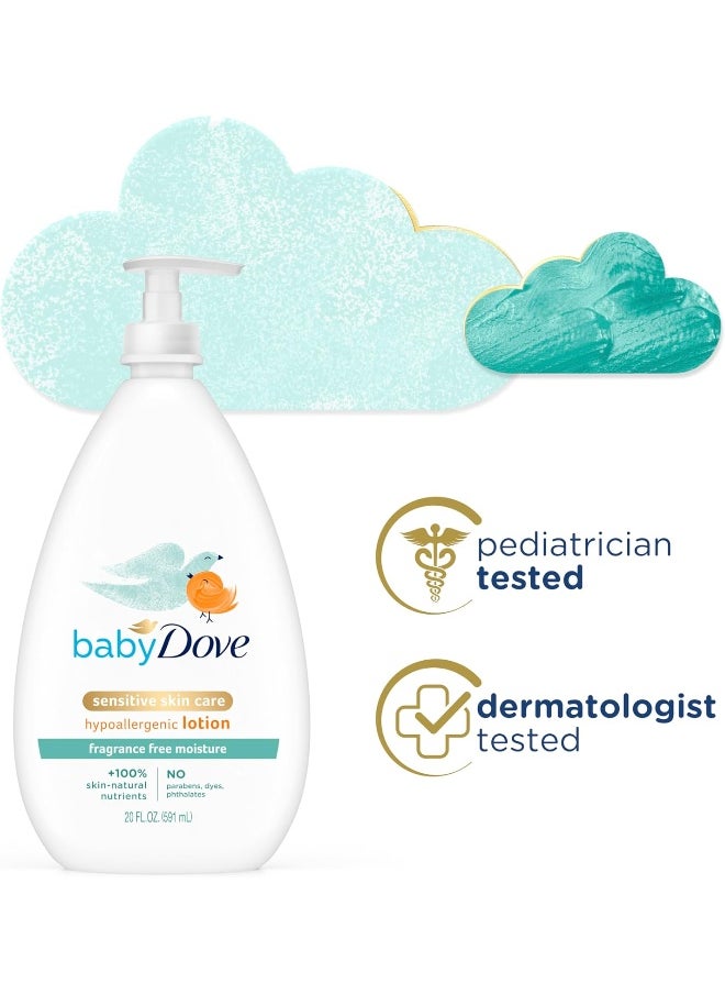 Baby Dove Face and Body Lotion for Sensitive Skin Moisture Fragrance-Free Baby Lotion 20 oz