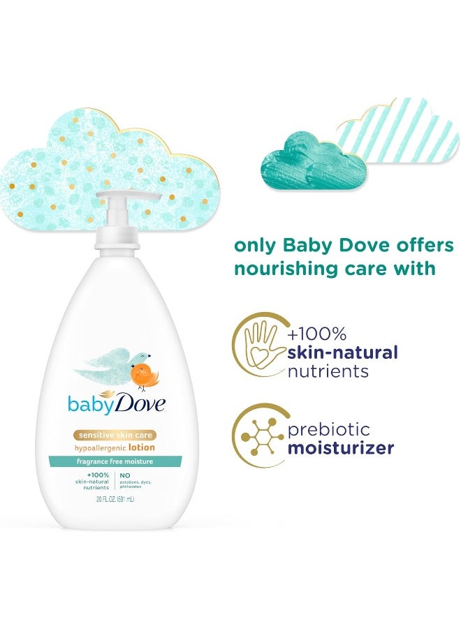 Baby Dove Face and Body Lotion for Sensitive Skin Moisture Fragrance-Free Baby Lotion 20 oz