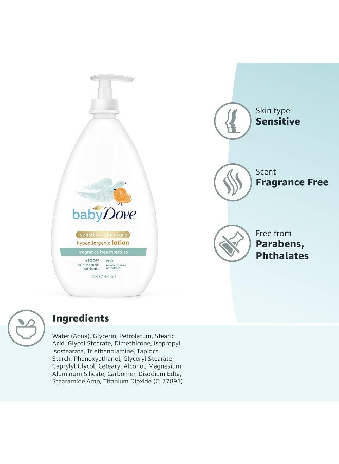 Baby Dove Face and Body Lotion for Sensitive Skin Moisture Fragrance-Free Baby Lotion 20 oz