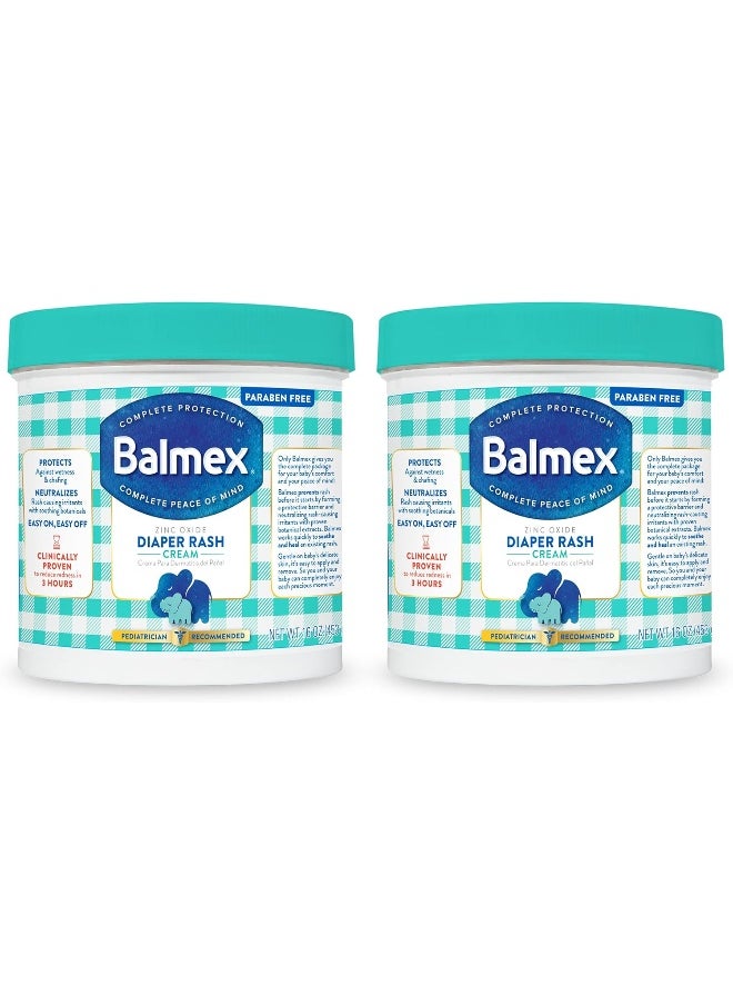 Balmex Diaper Rash Cream with Zinc Oxide 16 oz (Pack of 2)