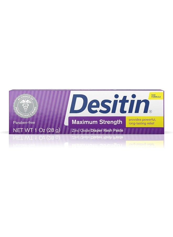 Desitin Maximum Strength Baby Diaper Rash Cream with 40% Zinc Oxide, Travel Size, 1 oz (Pack of 6)