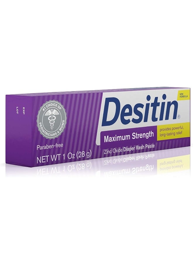 Desitin Maximum Strength Baby Diaper Rash Cream with 40% Zinc Oxide, Travel Size, 1 oz (Pack of 6)