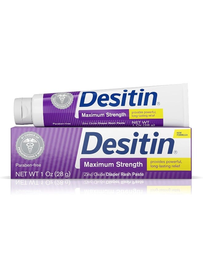 Desitin Maximum Strength Baby Diaper Rash Cream with 40% Zinc Oxide, Travel Size, 1 oz (Pack of 6)