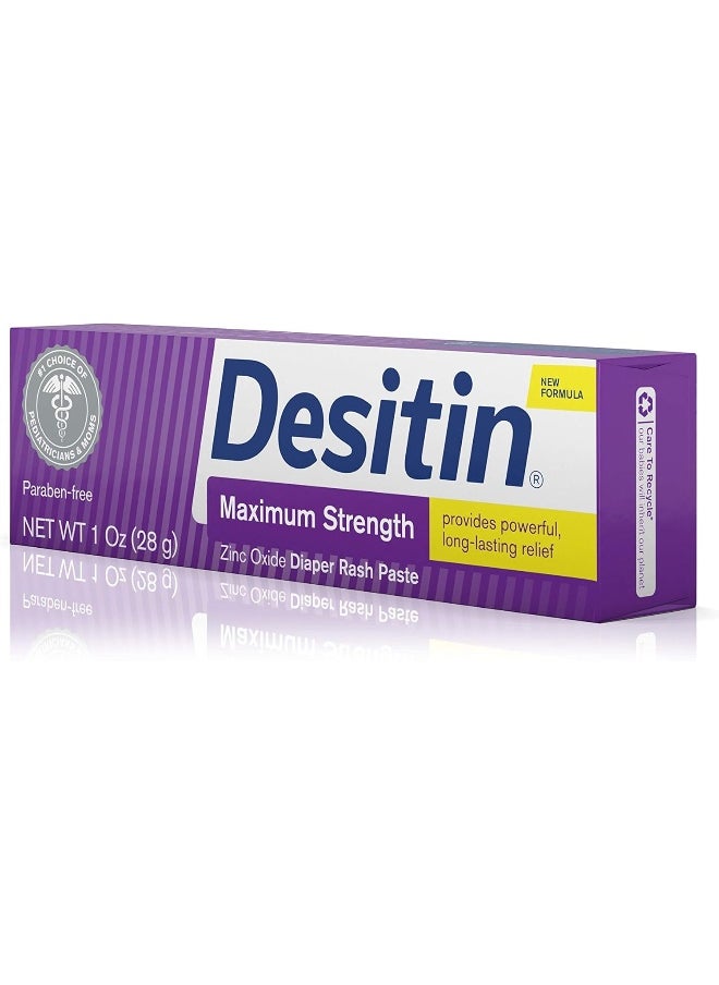 Desitin Maximum Strength Baby Diaper Rash Cream with 40% Zinc Oxide, Travel Size, 1 oz (Pack of 6)