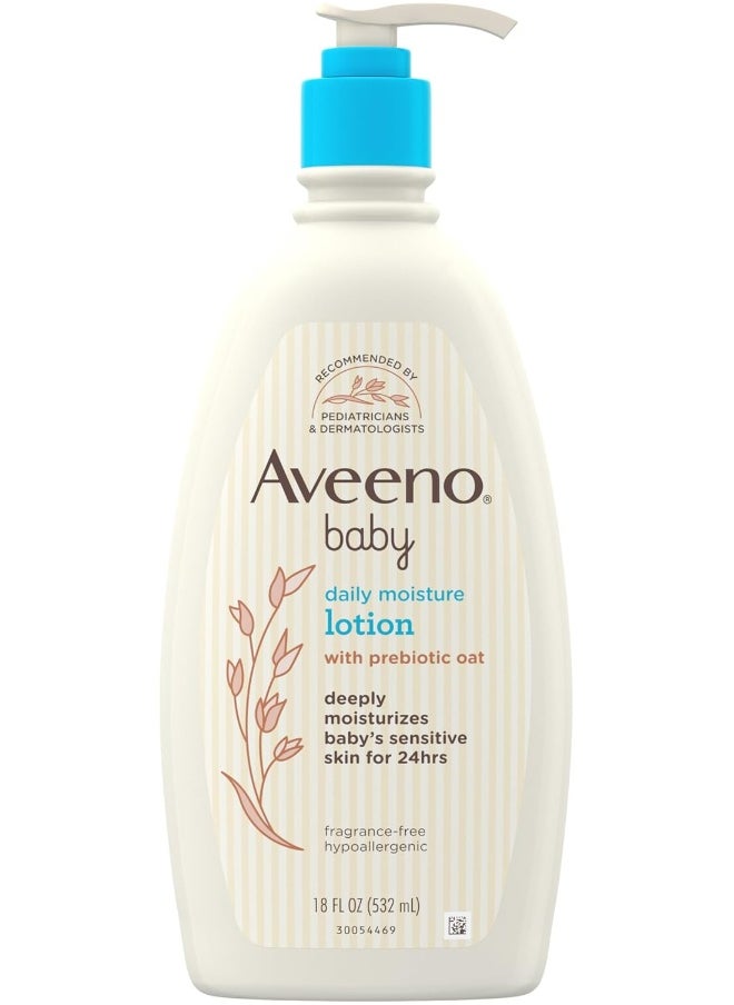 Aveeno Baby Daily Moisture Moisturizing Lotion For Delicate Skin With Natural Colloidal Oatmeal & Dimethicone, Hypoallergenic, Fragrance-, Phthalate- & Paraben-Free, 18 Fl. Oz (Package May Vary)