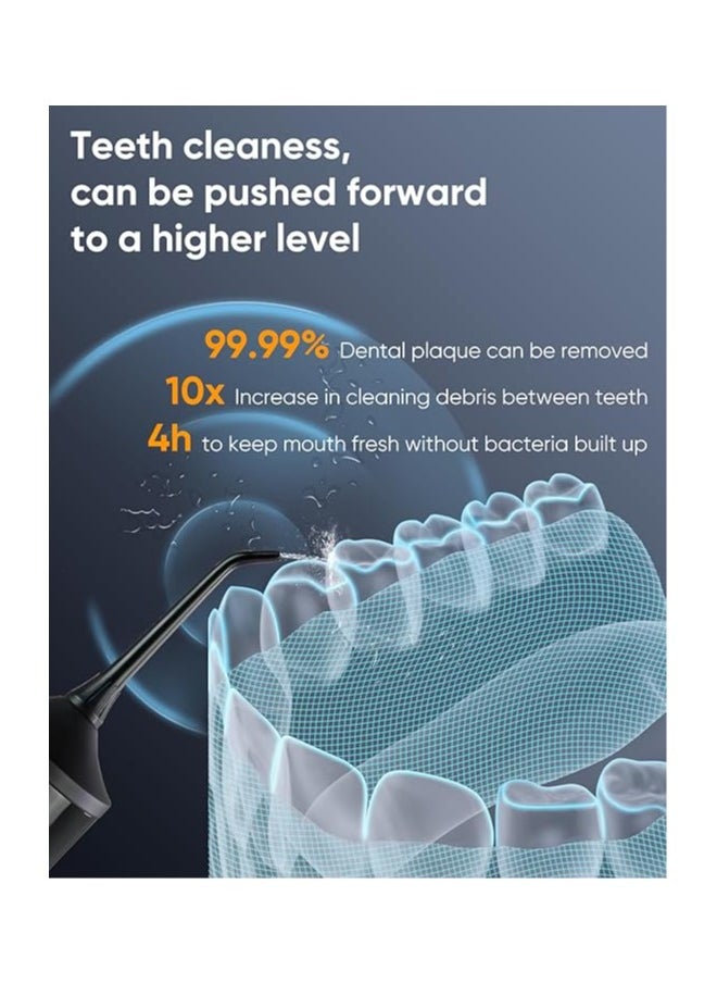 MySmile LP221 UVC Sterilizable Cordless Water Flossers for Teeth 335ML Portable OLED Display Dental Flosser with 4 Modes 8 Jet Tips and a Storage Pouch for Home and Travel (Midnight Black)