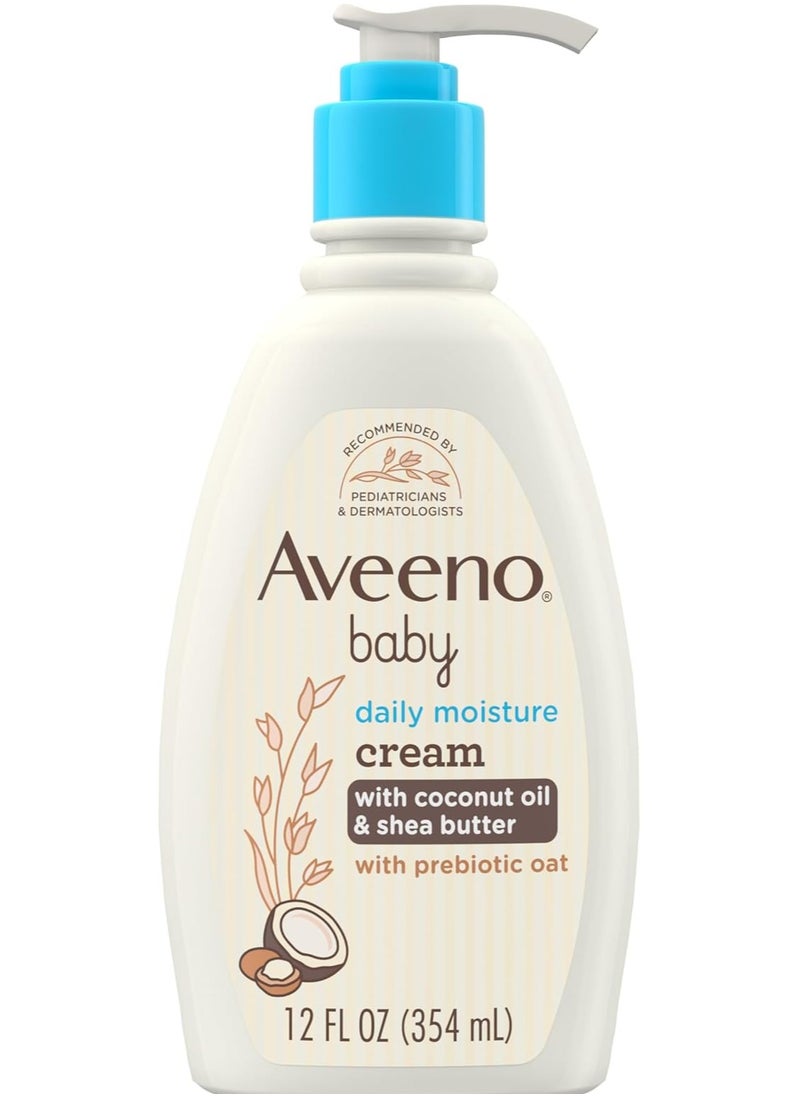 Aveeno Baby Daily Moisture Cream with Coconut Oil & Shea Butter, Moisturizes Sensitive Skin for 24 Hours, Gentle Coconut Scent, 12 fl. oz(354ml)