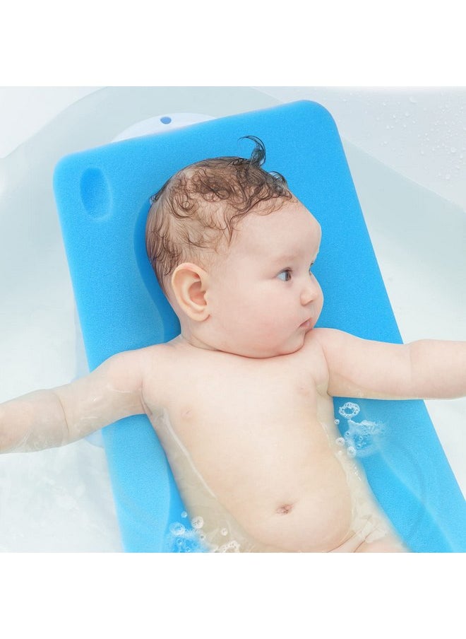 KECUCO Baby Bath Cushion, Baby Bath Sponge for Bathing Infant Bath Mat Newborn Bath Baby Essentials - Excellent Foam Odor Free (Blue)