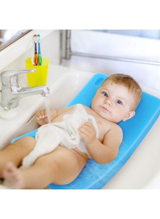 KECUCO Baby Bath Cushion, Baby Bath Sponge for Bathing Infant Bath Mat Newborn Bath Baby Essentials - Excellent Foam Odor Free (Blue)