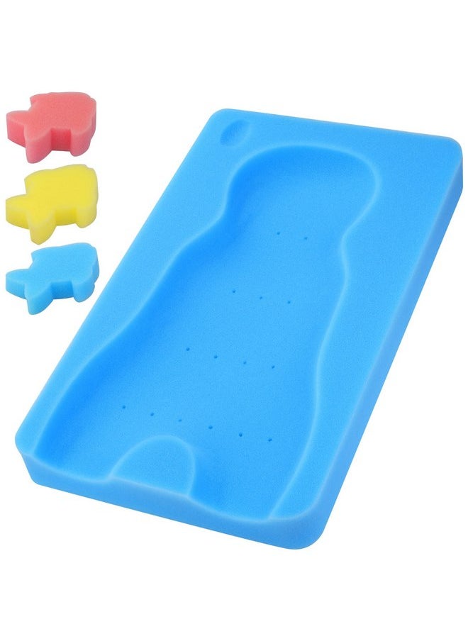 KECUCO Baby Bath Cushion, Baby Bath Sponge for Bathing Infant Bath Mat Newborn Bath Baby Essentials - Excellent Foam Odor Free (Blue)