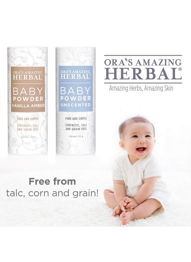 Ora's Amazing Herbal, Talc Free Baby Powder, Cornstarch Free Clay Based Powder, Real Vanilla Amber Natural Scent