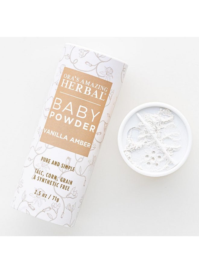 Ora's Amazing Herbal, Talc Free Baby Powder, Cornstarch Free Clay Based Powder, Real Vanilla Amber Natural Scent