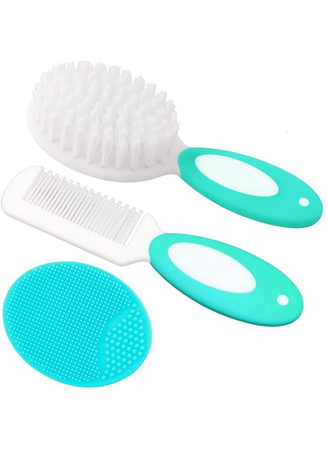 Baby Hair Brush, Cradle Cap Brush, Baby Hair Comb, Baby Hair Brush and Comb Set for Newborns & Toddlers, Baby Brush Soft Bristles, Ideal for Cradle Cap, Perfect Baby Registry Gift (Green)