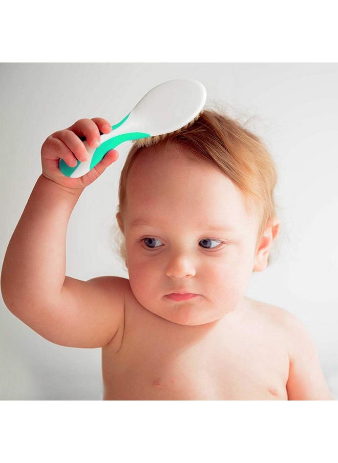 Baby Hair Brush, Cradle Cap Brush, Baby Hair Comb, Baby Hair Brush and Comb Set for Newborns & Toddlers, Baby Brush Soft Bristles, Ideal for Cradle Cap, Perfect Baby Registry Gift (Green)