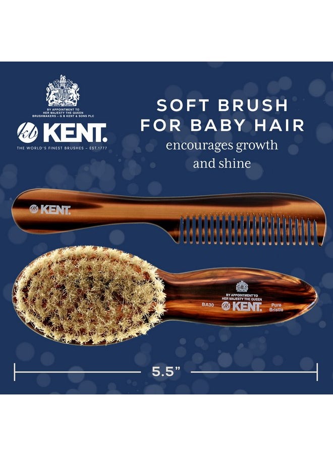 Kent BA30 Cradle Cap Baby Hair Brush with Ultra Soft Natural Bristles and Smooth Cradle Cap Comb, Baby Essentials for Newborn Hair Brush and Baby Comb