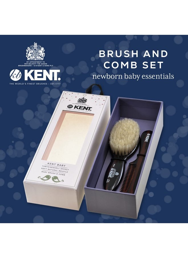 Kent BA30 Cradle Cap Baby Hair Brush with Ultra Soft Natural Bristles and Smooth Cradle Cap Comb, Baby Essentials for Newborn Hair Brush and Baby Comb
