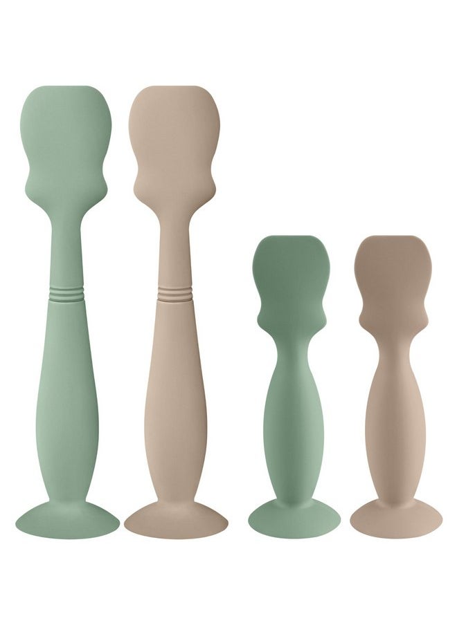 4 Pack Baby Diaper Cream Brush, Diaper Cream Spatula Applicator Silicone Baby Butt Paste Spatula for Babies, Newborn, 2 x Large Size, 2 x Small Size (2 x Natural, 2 x Sage)