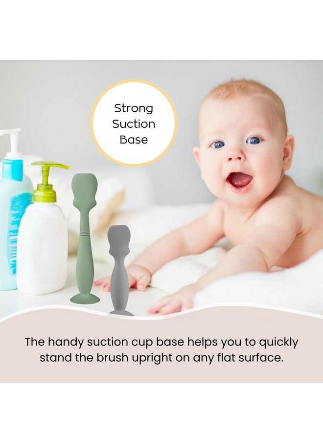 4 Pack Baby Diaper Cream Brush, Diaper Cream Spatula Applicator Silicone Baby Butt Paste Spatula for Babies, Newborn, 2 x Large Size, 2 x Small Size (2 x Natural, 2 x Sage)