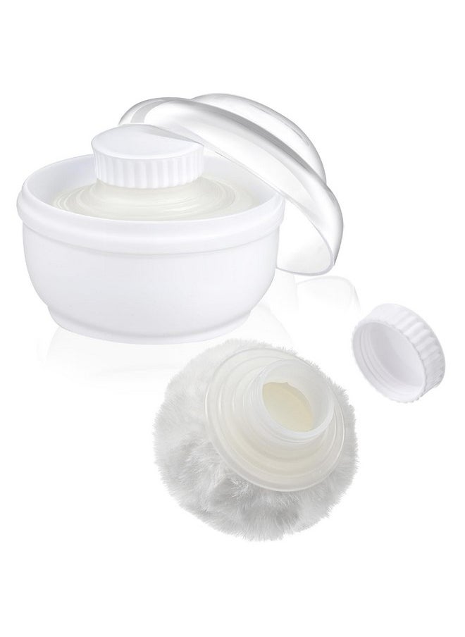 Sibba Storage Body Powder Container, 3.15 Inch Powder Puff with Container, Fluffy Body After-Bath Powder Case, Baby Care Talcum Powder Puff Box with Hand Holder