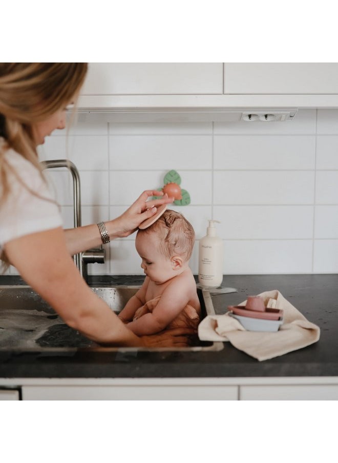 mushie Baby Bath Cradle Cap Brush | Soft Silicone Bristles for Dry Skin, Eczema, & Cradle Cap Treatment | 2-Pack (Blush/Shifting Sand)