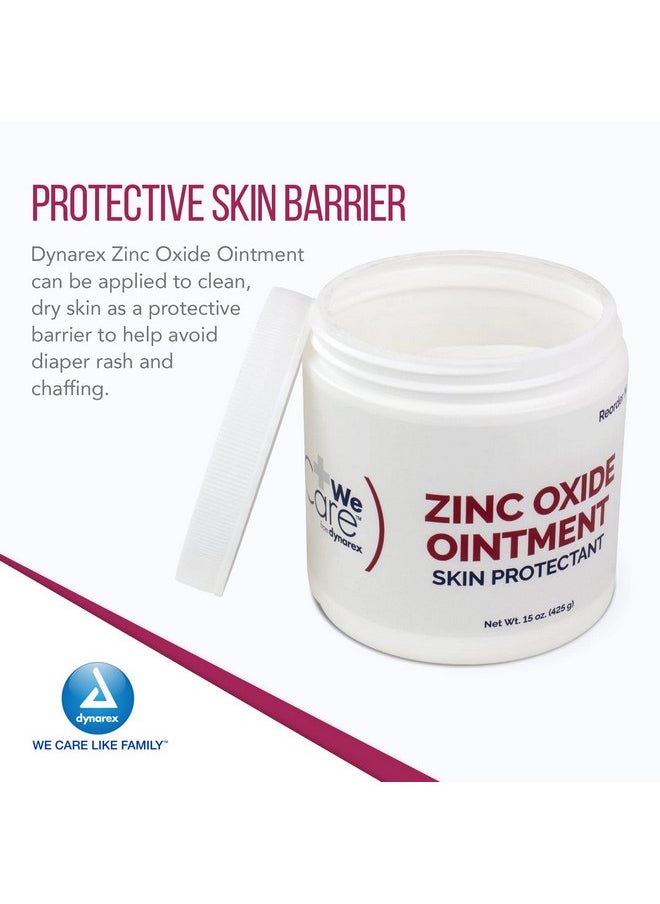 Dynarex Zinc Oxide Ointment, Soothes, Prevents, and Relieves Diaper Rash, Chaffed Skin, and Irritation, White, 1 Count - 15 oz. Jar of Ointment