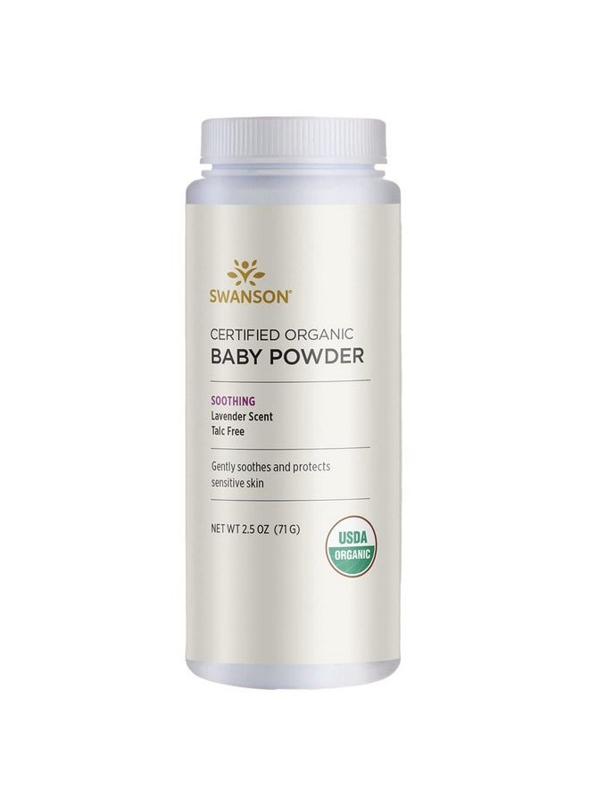 Swanson Certified Organic Baby Powder Talc-Free Lavender Scent 2.5 Ounce (71 g) Pwdr