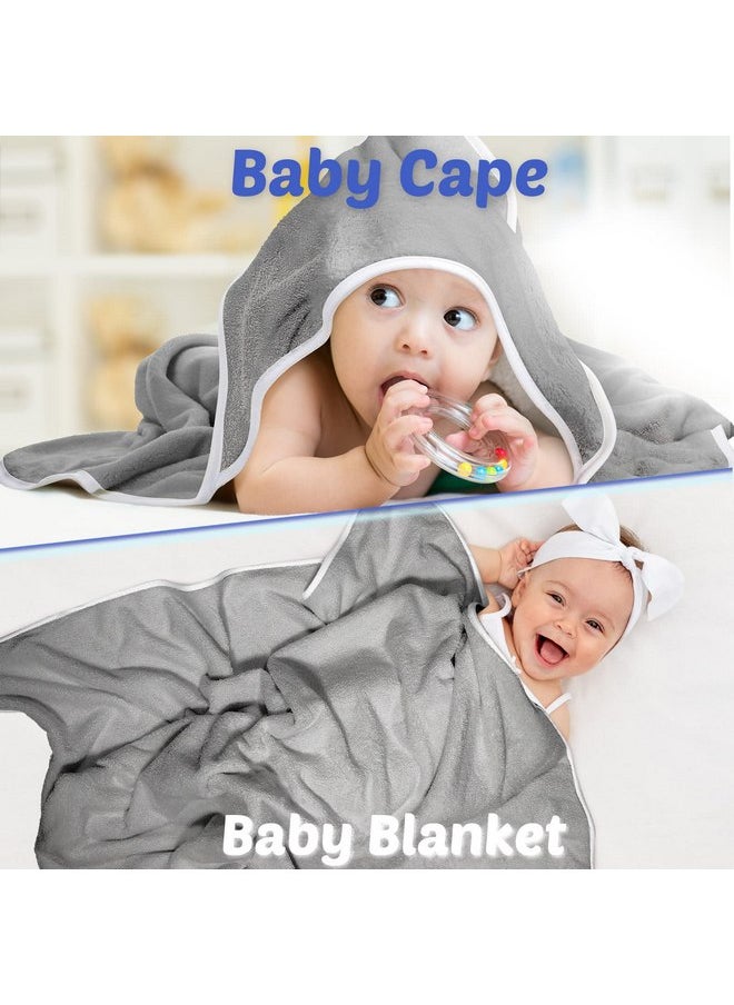 Reginary 4 Pack Baby Hooded Towels Coral Fleece Baby Bath Towels 30 x 30 Inch Soft Absorbent Hooded Bath Blanket for Newborn Toddler Infant Boy Girl Shower Gift Supplies (Gray)