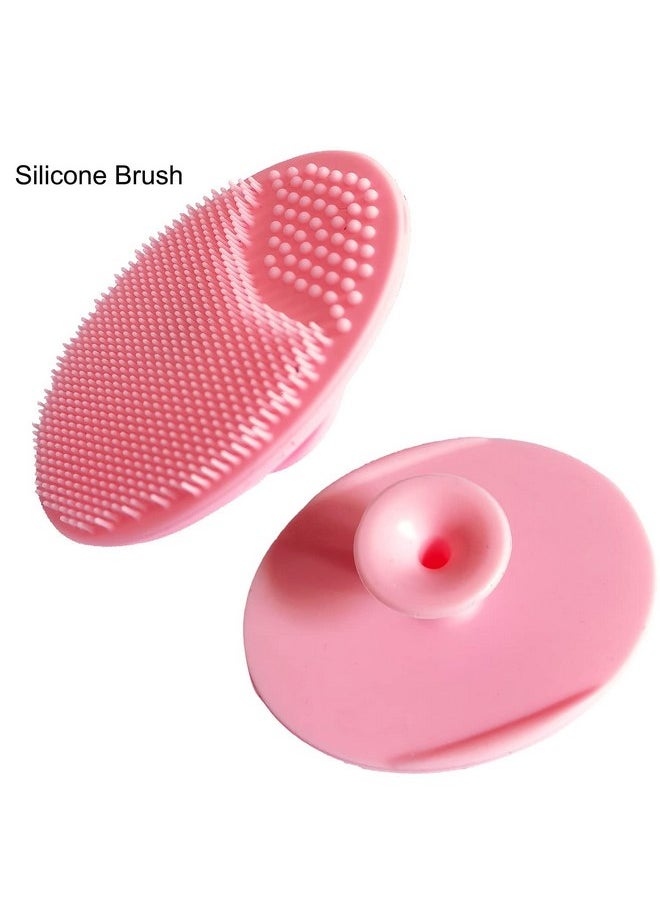 Molylove 3PCS Baby Hair Brush with Wooden Handle and Comb Set for Newborns & Toddlers | Natural Soft Goat Bristles l Wood comb l Pink Silicone Brush| Ideal for Cradle Cap