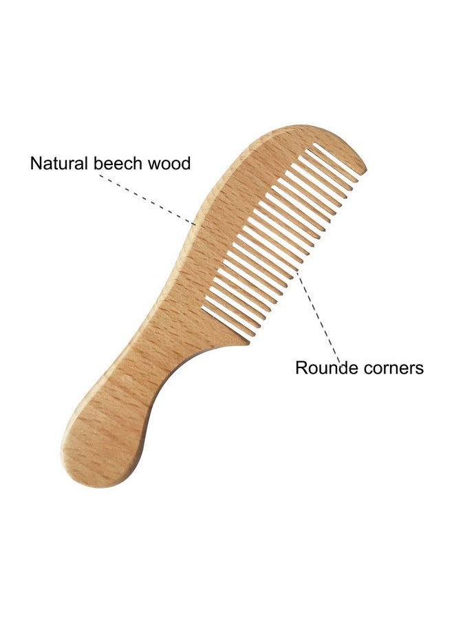 Molylove 3PCS Baby Hair Brush with Wooden Handle and Comb Set for Newborns & Toddlers | Natural Soft Goat Bristles l Wood comb l Pink Silicone Brush| Ideal for Cradle Cap