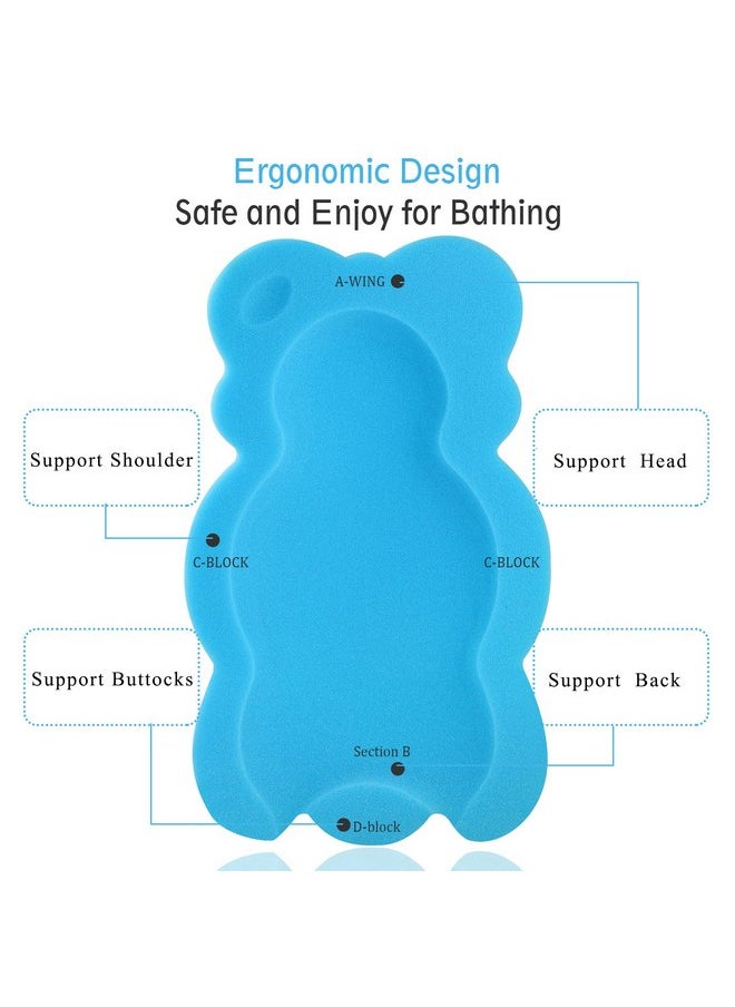 KECUCO Baby Bath Cushion Infant Bath Sponge Bath Mat, Baby Bath Pad Bath Sponge for Toddler Infant Newborn (Blue-Style4)