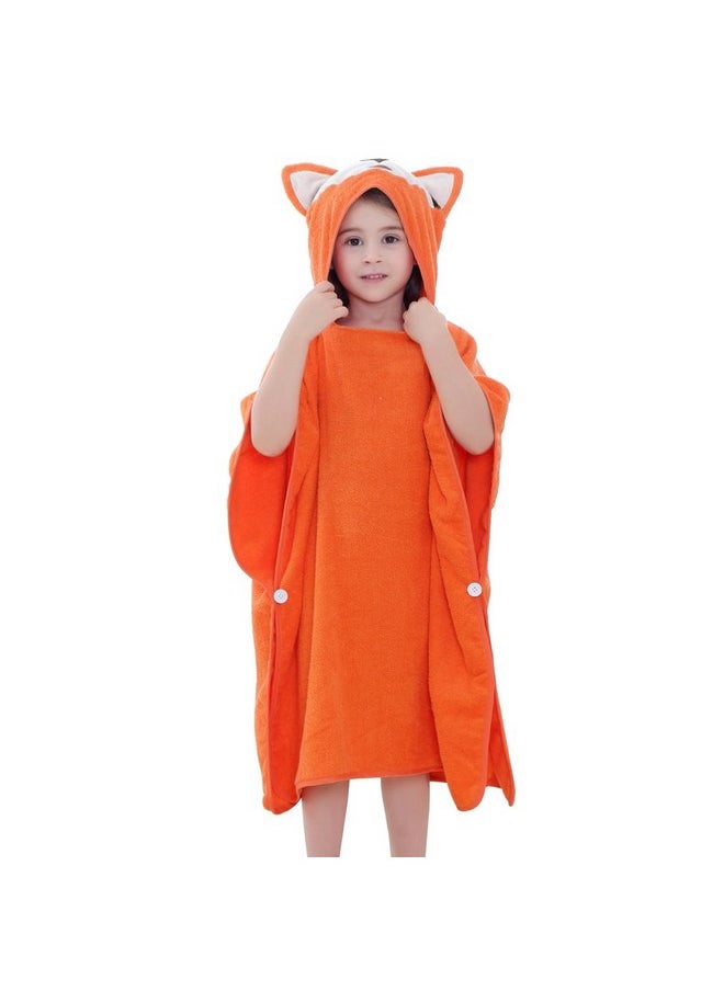 MICHLEY Hooded Baby Towel Unisex Beach Bath Poncho, Soft Cotton Animal Kids Bathrobe for 2-6 Years, 27.5