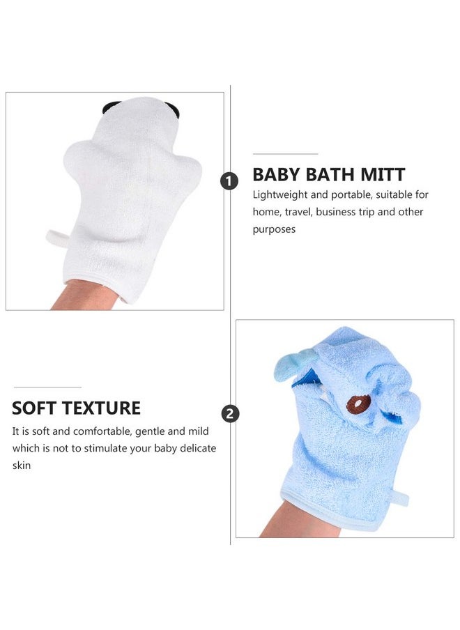 Lurrose 4pcs Baby Bath Mitts Washcloths Cartoon Animal Kids Shower Sponge Cotton Towel Body Scrubbing Gloves for Baby Toddler Kids Bath and Shower