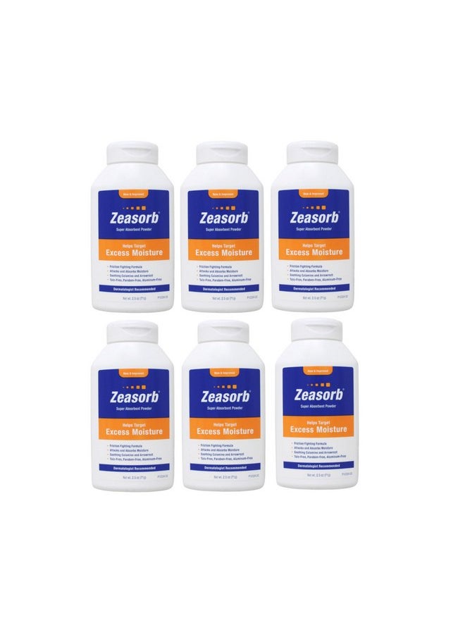 Zeasorb Prevention Super Absorbent Powder - 2.5 oz, Pack of 6