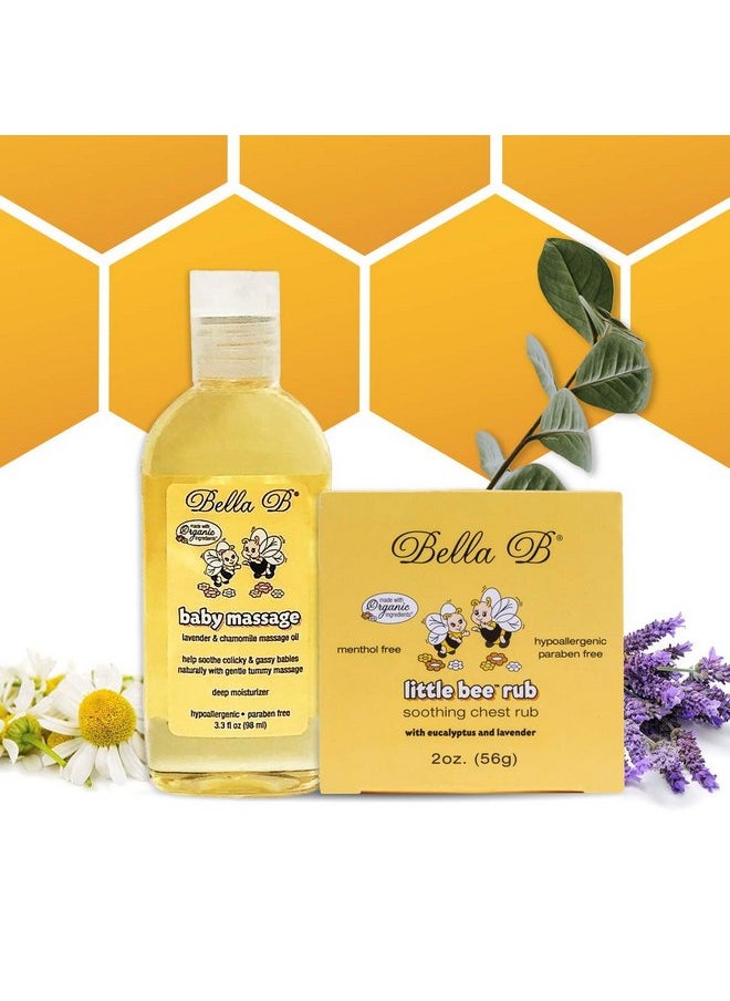 Bella B Bundle Chest Rub 2 oz & Baby Massage Oil 3.3 oz - Baby Chest Rub - Baby Vapor Rub - Baby Oil Organic - Organic Baby Oil - Eucalyptus Chest Rub - Baby Oil Rub - Hypoallergenic Massage Oil, 2 piece set