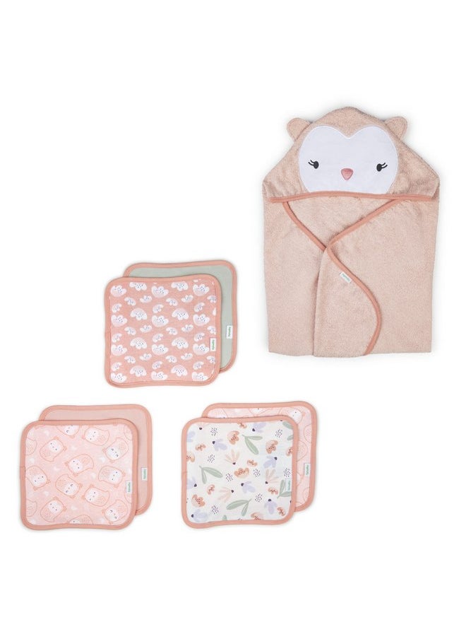 Ingenuity Clean & Cuddly™ Hooded Character Towel - EDI™ & Clean & Cuddly™ 6-Pack Terry Washcloth Set - EDI™