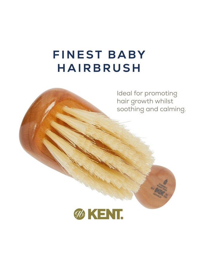 Kent BA10 Newborn Baby Hair Brush with Soft 100% Pure White Natural Bristle, Cradle Cap Hairbrush for Infant, Toddler and Kids with Cherrywood Base. Encourages Growth and Shine, Made in England