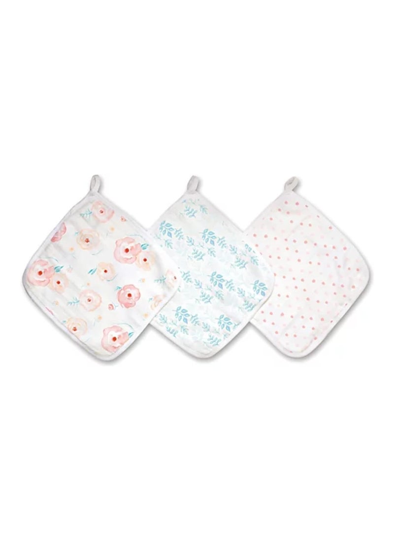 Essentials Washcloth Set, Super Soft 100% Cotton Muslin, 3-Pack, Full Bloom