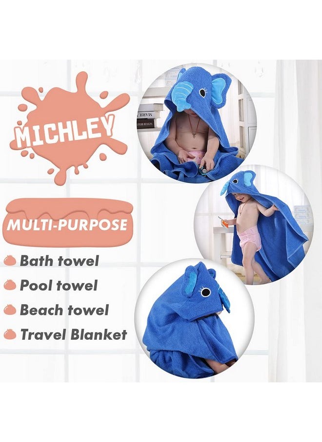 MICHLEY Animal Face Hooded Baby Towel Cotton Bathrobe for Boys Girls 0-6 Year Blue